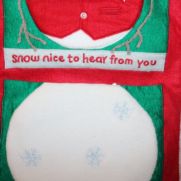 Snowman Christmas Card holder 27 inches long with 2 slots for cards - Picture 2 of 6